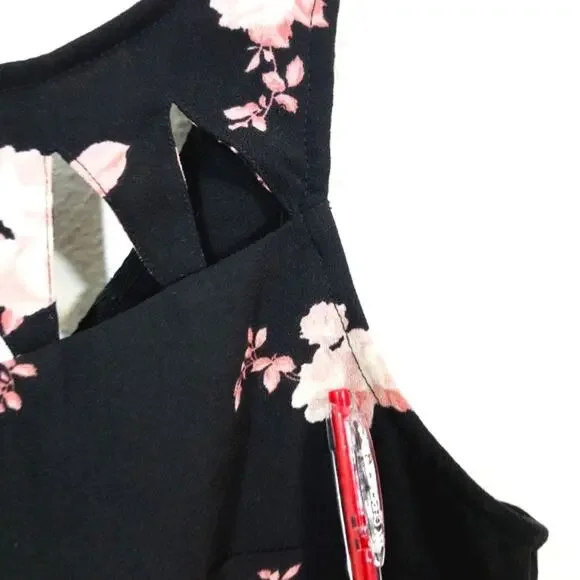 Empyre Floral cutout zipper detailing mini dress S - Picture 8 of 9